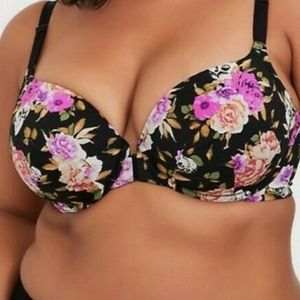 Torrid Size 46DDD Floral Skull Bra Front Closure